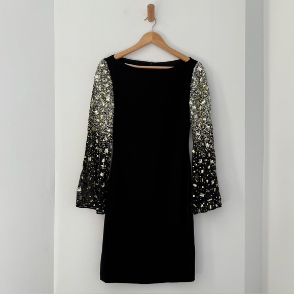 Vintage Randi Rahm black dress with metallic sequin bell sleeves - Small - Picture 2 of 8